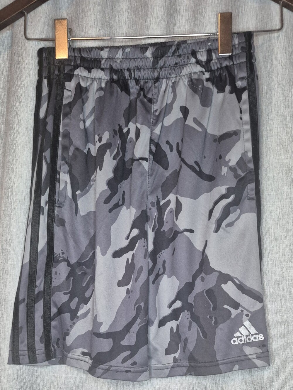 adidas Boys' Gray & Black Camo Athletic Shorts